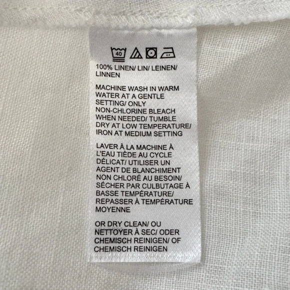 Saks Fifth Avenue White 100% Linen Open Front Shawl Collar Loose Fit Tunic Top - Picture 7 of 8